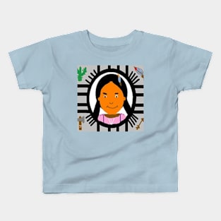 Native American Artwork Illustration on Blue Background Kids T-Shirt